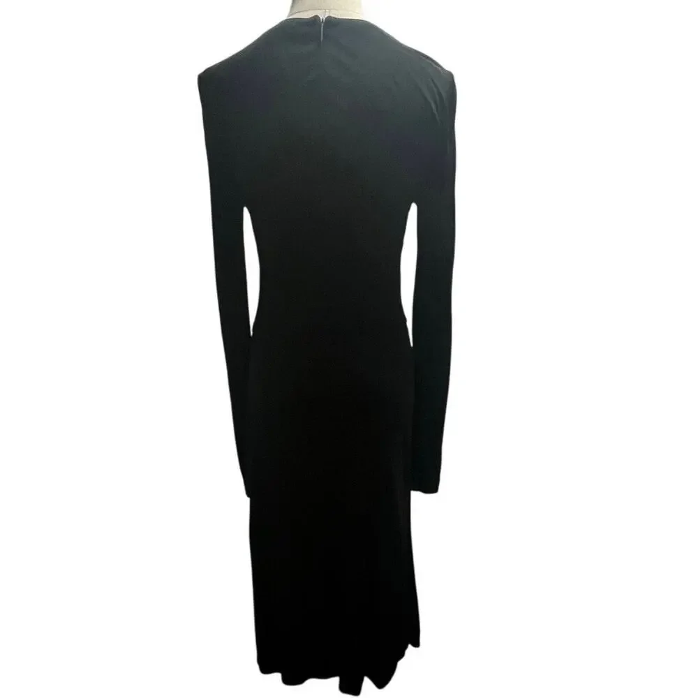Tory Burch Black Deena Beetle‎ Embellished Rhinestone Rayon Stretch Dress Sz Xs